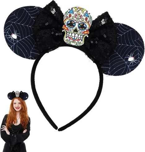YouNuo Mouse Ears Headband, Halloween Costume Headbands for Women Men, Sequin Bow Hair Accessories for Girls Ghost Headwear in Saudi Arabia