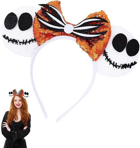 YouNuo Mouse Ears Headband, Halloween Costume Headbands for Women Men, Sequin Bow Hair Accessories for Girls Ghost Headwear in Saudi Arabia