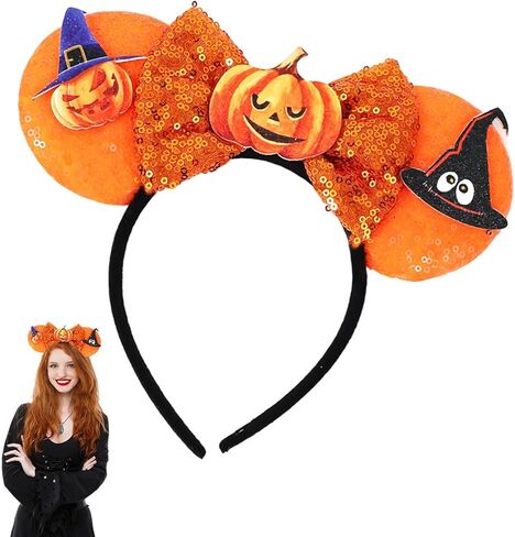 YouNuo Mouse Ears Headband, Halloween Costume Headbands for Women Men, Sequin Bow Hair Accessories for Girls Ghost Headwear in Saudi Arabia