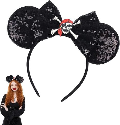 YouNuo Mouse Ears Headband, Halloween Costume Headbands for Women Men, Sequin Bow Hair Accessories for Girls Ghost Headwear in Saudi Arabia