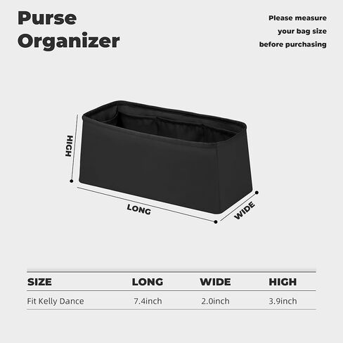 Purse Handbag Silky Organizer Insert Keep Bag Shape Fits Hermes Kelly Dance Bags, Luxury Handbag Tote Lightweight Sturdy(Kelly Dance,Black) in Saudi Arabia