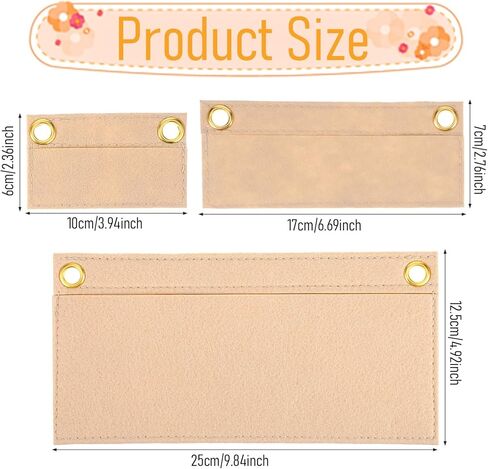3Pcs Purse Organizer Insert – Lightweight Bag Organizer Insert with Eyelets, 3 Sizes for Clutch, Crossbody & Wallet, Keep Essentials Tidy (Beige) in Saudi Arabia