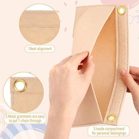 3Pcs Purse Organizer Insert – Lightweight Bag Organizer Insert with Eyelets, 3 Sizes for Clutch, Crossbody & Wallet, Keep Essentials Tidy (Beige) in Saudi Arabia