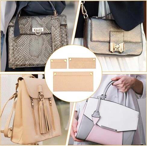 3Pcs Purse Organizer Insert – Lightweight Bag Organizer Insert with Eyelets, 3 Sizes for Clutch, Crossbody & Wallet, Keep Essentials Tidy (Beige) in Saudi Arabia