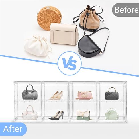 Purse Organizer for Closet,Acrylic Display Box for Handbag Organizer,Multi-Layered Storage Box Handbag Storage with Magnetic Doors Suitable for Collectible Handbags Knapsack (1) in Saudi Arabia