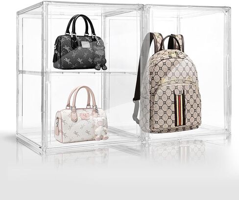 Purse Organizer for Closet,Acrylic Display Box for Handbag Organizer,Multi-Layered Storage Box Handbag Storage with Magnetic Doors Suitable for Collectible Handbags Knapsack (1) in Saudi Arabia