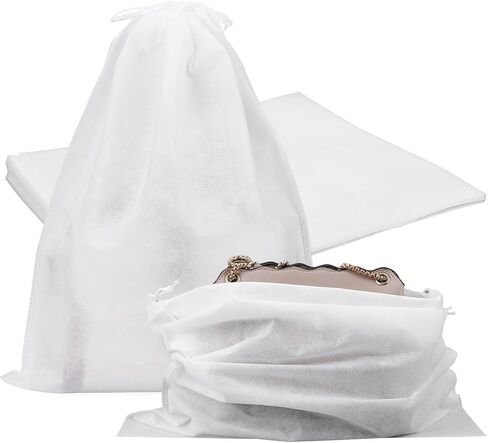 5 Pcs Dust Bags for Handbags, Drawstring Purse Dust Bags, Bag Organizer for Handbag Storage, Breathable Non-Woven Fabric Dust Cover for Purses Cloth Shoestravel Luggage (White 19 * 15 In) in Saudi Arabia