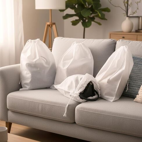 5 Pcs Dust Bags for Handbags, Drawstring Purse Dust Bags, Bag Organizer for Handbag Storage, Breathable Non-Woven Fabric Dust Cover for Purses Cloth Shoestravel Luggage (White 19 * 15 In) in Saudi Arabia