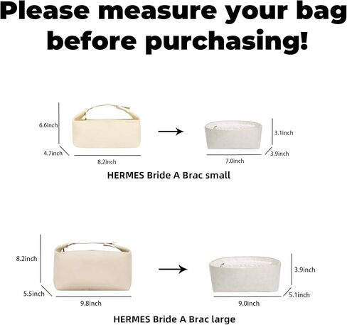 DGAZ Lightweight Purse Organizer Insert for Hermes-Bride A Brac Bags,silk and DupontPaper handbag inner for Luxury Bag(Large,Craie) in Saudi Arabia