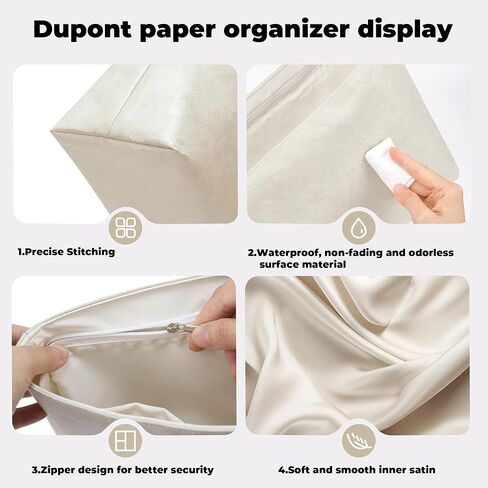 DGAZ Lightweight Purse Organizer Insert for Hermes-Bride A Brac Bags,silk and DupontPaper handbag inner for Luxury Bag(Large,Craie) in Saudi Arabia