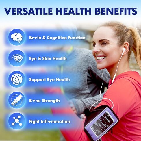 Vegan Omega 3 Gummies 1000mg + CoQ10 + Magnesium - w/Algae EPA 600mg & DHA 400mg, Fish Oil Omega-3 Supplements Alternative for Adults, for Brain, Eye, Immune Health, Strawberry Flavor, 60 Count in Saudi Arabia