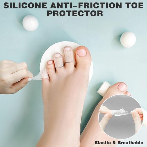 30Pcs Silicone Anti-Friction Toe Protector Women, Breathable Toe Covers Sleeves Toe Protectors Caps Little Big Pinky Toe Protector for Men Women, Toe Guards for Feet Calluses Ingrown Toenails(Clear) in Saudi Arabia