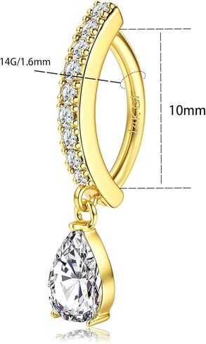 14K الذهب معبأ البطن زر الدائري 14G السرة الفولاذ المقاوم للصدأ الفرس حلقات البطن هوب تشيكوسلوفاكيا دمعة عكس البطن زر خواتم البطن الثقب مجوهرات للنساء ﻿ in Saudi Arabia