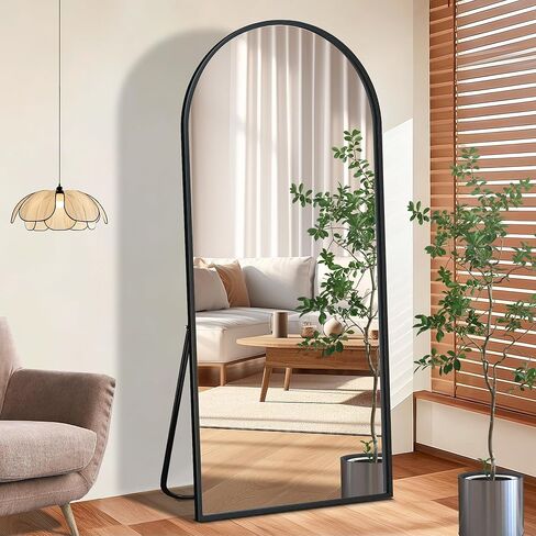 Topcomfy Full Length Mirror, 56"x18" Arched Standing Full Body Mirror - Hanging or Leaning Floor Mirror with Stand Aluminum Alloy Frame for Bedroom, Entryway, or Dressing Area, Gold in Saudi Arabia