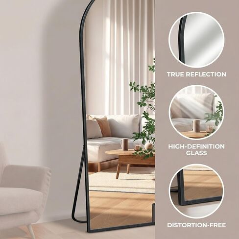 Topcomfy Full Length Mirror, 56"x18" Arched Standing Full Body Mirror - Hanging or Leaning Floor Mirror with Stand Aluminum Alloy Frame for Bedroom, Entryway, or Dressing Area, Gold in Saudi Arabia