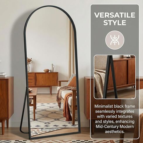 Topcomfy Full Length Mirror, 56"x18" Arched Standing Full Body Mirror - Hanging or Leaning Floor Mirror with Stand Aluminum Alloy Frame for Bedroom, Entryway, or Dressing Area, Gold in Saudi Arabia