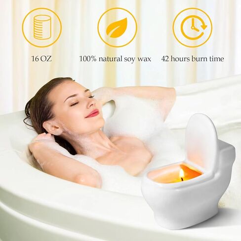 شموع معطرة على شكل مرحاض، هدية مضحكة للنساء والرجال، شمعة عطرية برائحة خشب الصندل بوزن 6 أونصات، تحترق لأكثر من 42 ساعة، شموع فريدة لحفلة الفيل الأبيض، مزحة عيد ميلاد in Kuwait