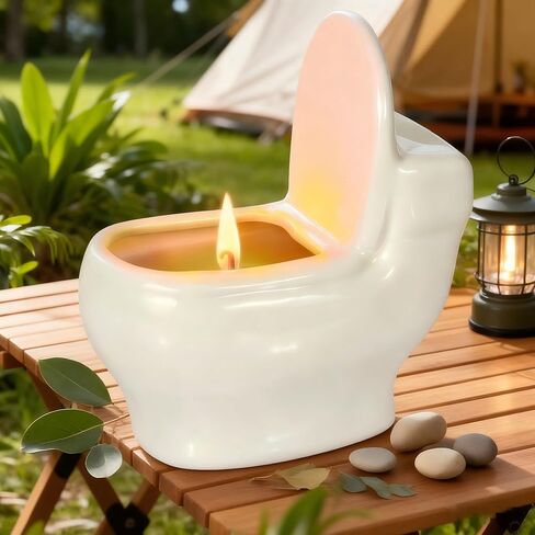 شموع معطرة على شكل مرحاض، هدية مضحكة للنساء والرجال، شمعة عطرية برائحة خشب الصندل بوزن 6 أونصات، تحترق لأكثر من 42 ساعة، شموع فريدة لحفلة الفيل الأبيض، مزحة عيد ميلاد in Kuwait