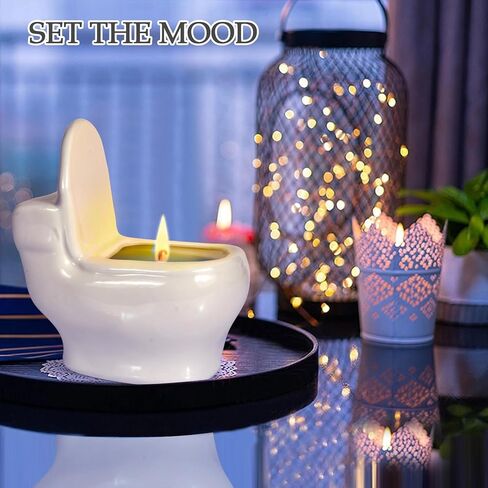 شموع معطرة على شكل مرحاض، هدية مضحكة للنساء والرجال، شمعة عطرية برائحة خشب الصندل بوزن 6 أونصات، تحترق لأكثر من 42 ساعة، شموع فريدة لحفلة الفيل الأبيض، مزحة عيد ميلاد in Kuwait