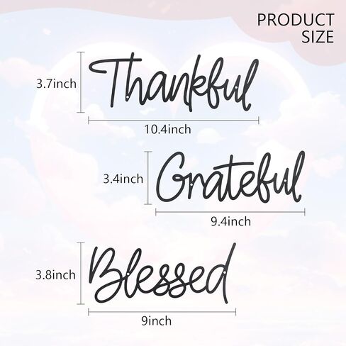 OYEFLY Metal Wall Art Decor,Thankful Grateful Blessed Wall Deco (style 1) in Saudi Arabia