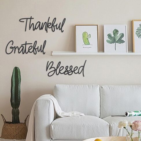 OYEFLY Metal Wall Art Decor,Thankful Grateful Blessed Wall Deco (style 1) in Saudi Arabia