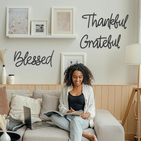 OYEFLY Metal Wall Art Decor,Thankful Grateful Blessed Wall Deco (style 1) in Saudi Arabia