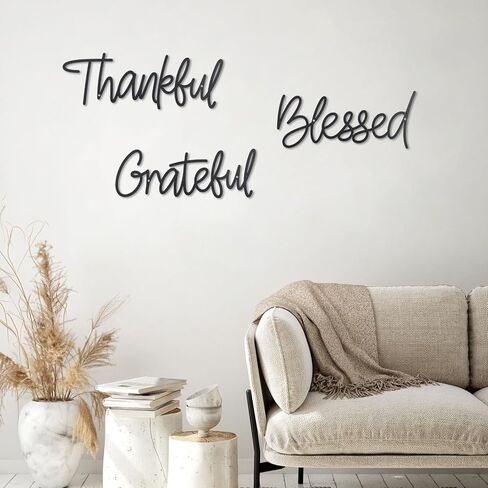 OYEFLY Metal Wall Art Decor,Thankful Grateful Blessed Wall Deco (style 1) in Saudi Arabia