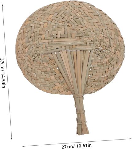 Zerodeko 2 Pcs Hand-crocheted Rattan Hand Fans Big Handmade Fan Handwoven Straw for Outdoor Indoor in Saudi Arabia