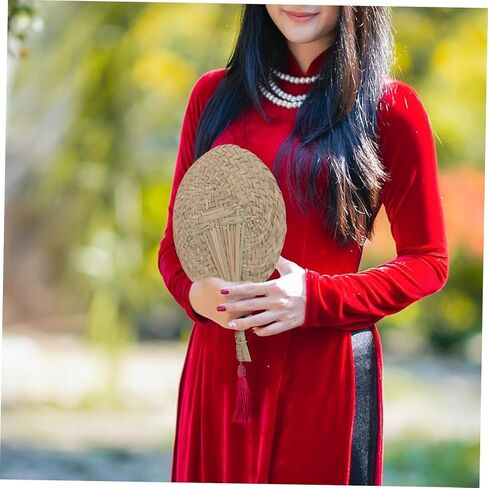Zerodeko 2 Pcs Hand-crocheted Rattan Hand Fans Big Handmade Fan Handwoven Straw for Outdoor Indoor in Saudi Arabia