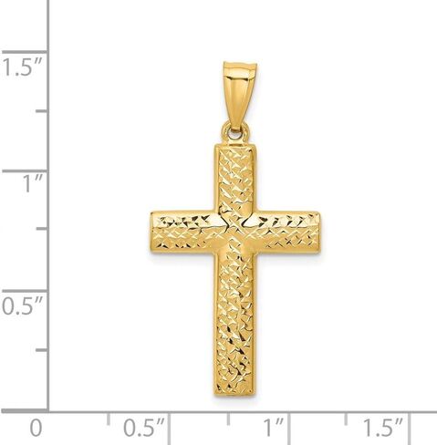 14K Yellow Gold Reversible Textured High Polished Cross Pendant, 36x18mm in Saudi Arabia