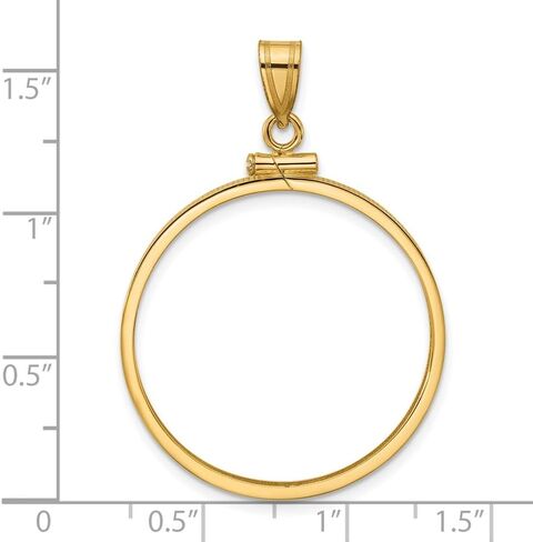 FJC Finejewelers 14 kt Yellow Gold Polished 27.5mm x 2.1mm Screw Top Coin Bezel Pendant in Saudi Arabia