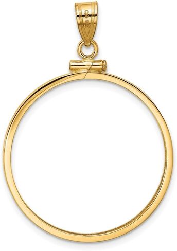 FJC Finejewelers 14 kt Yellow Gold Polished 27.5mm x 2.1mm Screw Top Coin Bezel Pendant in Saudi Arabia