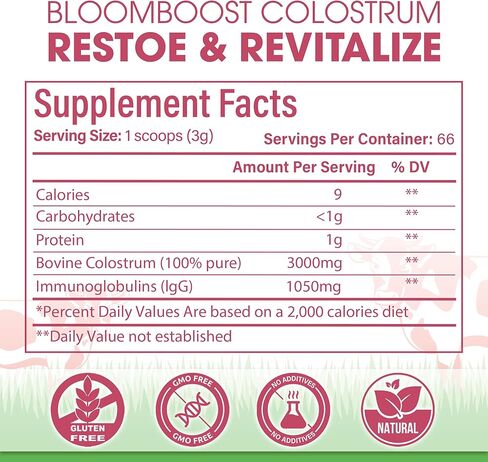 Bovine Colostrum Supplement, 3000mg per Serving, 200 Grams, Gut Health, Brain & Immune Health,Muscle Recovery & Wellness, Grass-Fed Colostrum Powder, Non-GMO, All-Natural in Saudi Arabia