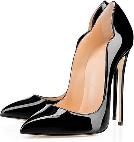 Women High Heel Fashion Pointed Toe Pumps Sexy Slip on Stiletto Party Club Work Court Shoes 12CM/4.72IN Black EU42 (Black EU40) in Saudi Arabia