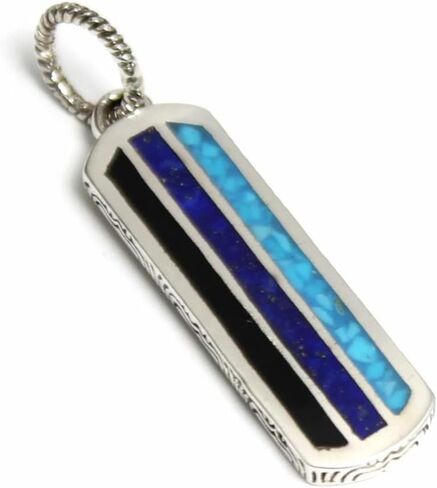 COSUMOSU Crushed Turquoise 925 Sterling Silver Pendant - bar style in Saudi Arabia