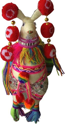 Colorful Andean Llama Ornament – Vibrant Peruvian Decorative Figurine with Traditional Pom-Pom – Festive Ethnic Home Décor Accent for Shelf, Table, or Hanging Display (9.8 | White) in Kuwait