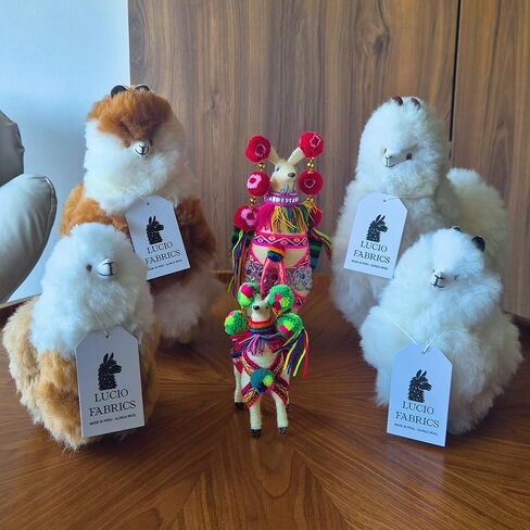 Colorful Andean Llama Ornament – Vibrant Peruvian Decorative Figurine with Traditional Pom-Pom – Festive Ethnic Home Décor Accent for Shelf, Table, or Hanging Display (9.8 | White) in Kuwait