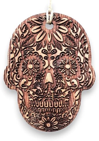 Sugar Skull - Raw Cedar Ornament 3x3in in Saudi Arabia