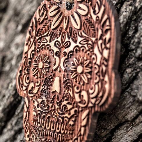 Sugar Skull - Raw Cedar Ornament 3x3in in Saudi Arabia