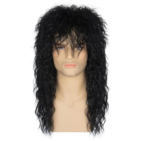 70s 80s Curly Heavy Metal Rocker Black Punk Wig Disco Party Glam Rock Wig for Halloween Cosplay Party in Saudi Arabia