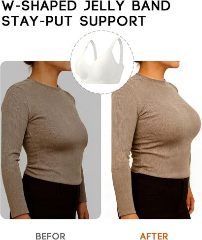 Women's Jelly Comfort Wireless Bra Full Coverage Push Up for All-Day Wear, No Underwire Everyday Bra with Light Support in Saudi Arabia