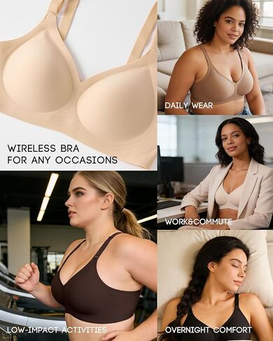Women's Jelly Comfort Wireless Bra Full Coverage Push Up for All-Day Wear, No Underwire Everyday Bra with Light Support in Saudi Arabia