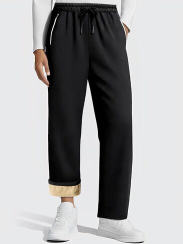 Men's Fleece Pants with Reflective Strips Zipper Pockets Sweatpants Joggers for Work Running Casual Pants in Saudi Arabia