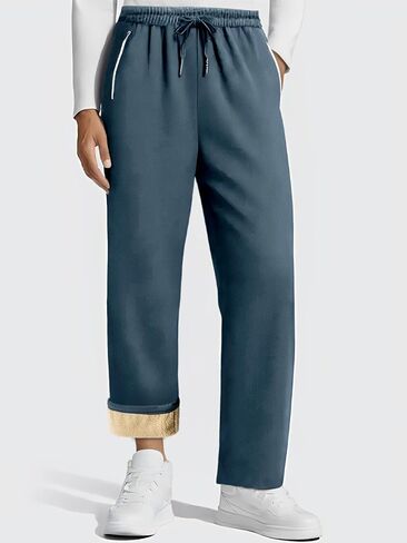 Men's Fleece Pants with Reflective Strips Zipper Pockets Sweatpants Joggers for Work Running Casual Pants in Saudi Arabia