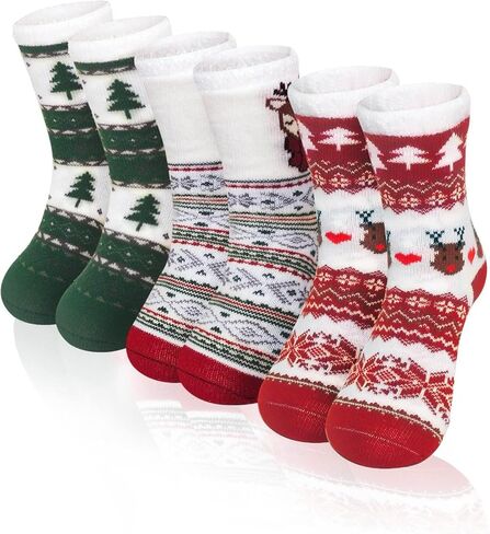 3 Pairs Christmas Socks for Women & Men, Fuzzy Holiday Socks, Cozy Xmas Gift Set in Saudi Arabia