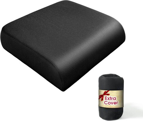 YOUFI Extra Thick Large Seat Cushion -19 X 17.5 X 4 Inch Gel Memory Foam Cushion with Carry Handle Non Slip Bottom - Pain Relief Coccyx Cushion for Wheelchair Office Chair (BLACK (1PACK)) in Kuwait