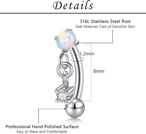 FECTAS Dangle Rook Eyebrow Piercing Jewelry Gold Silver 16G Rook Earrings for Women Eyebrow Rings Tiny Small Belly Rings Vertical Labret Lip Jewelry 8mm in Saudi Arabia
