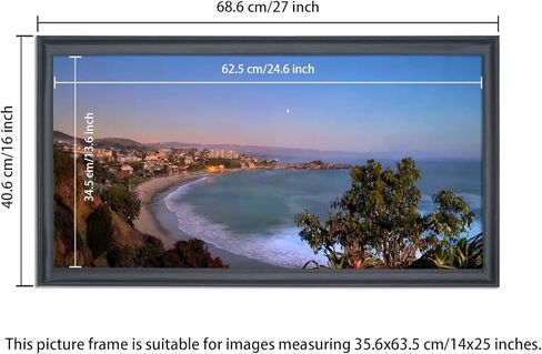 14x25 Panoramic Photo Frame Black Solid Wood Picture Frame 14x25 inch Painting Frame Poster Frame (S23B1425) in Saudi Arabia