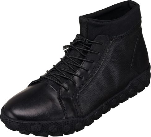 DALGALA Men's King Size Black Calfskin Handmade Men's Hightop Sneakers Casual Boots for Men in Saudi Arabia