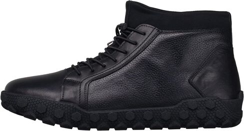 DALGALA Men's King Size Black Calfskin Handmade Men's Hightop Sneakers Casual Boots for Men in Saudi Arabia